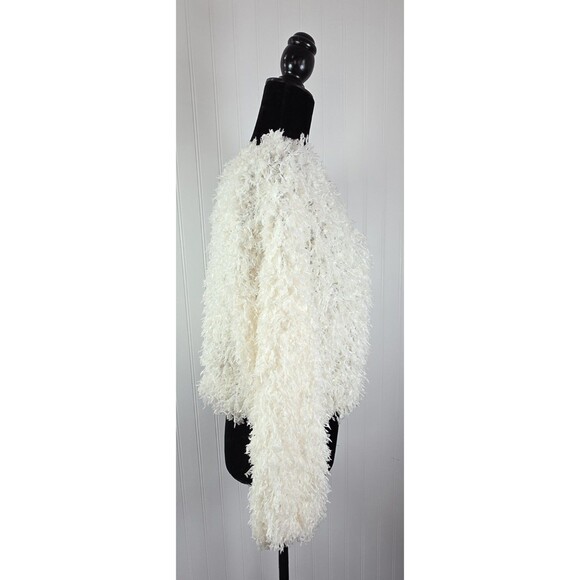 Forever 21 Cropped Fluffy Shag Style Cream Sweater Pullover Women's Size L - Picture 3 of 15